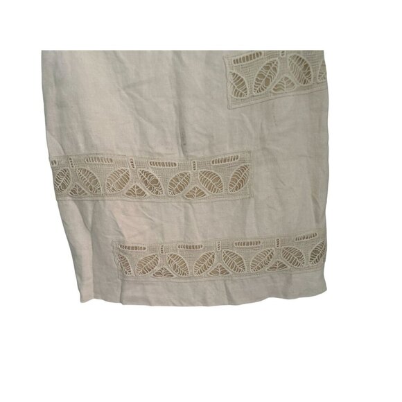 Moulinette Soeurs Beige Textured Skirt With Leaf Lace Inserts Womens Size 0 - Picture 5 of 8